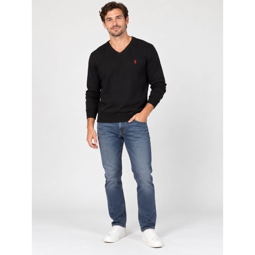 Polo Ralph Lauren Men’s Black V Neck Pima Cotton Sweater Red Pony XL